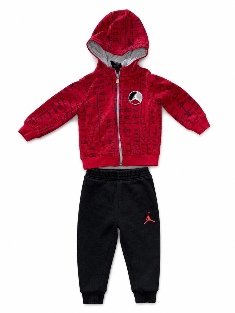 Jordan Baby 2-Piece Hooded Sweatshirt and Jogger Set 12M Red Black